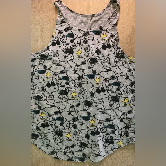 Peanuts Tops - Peanuts Snoopy and Woodstock Juniors Tank Top Size Medium